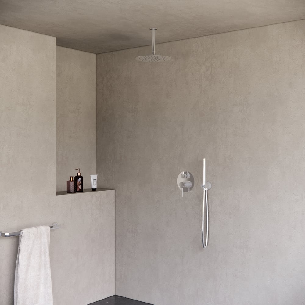 Atlas Kaliber soort Inbouw regendouche met plafond arm 25cm douchekop chroom - Voordelig Design  Sanitair