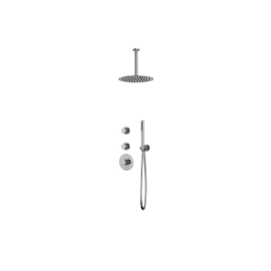 Thermostatische inbouw regendouche chroom drie-knops onder bediening met plafondarm 25cm douchekop