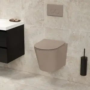 Hangend toilet Julio randloos inclusief softclose zitting mat beige 48x36,5x36cm