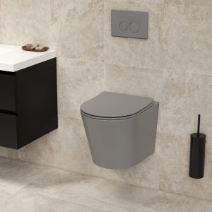 Hangend toilet Julio randloos inclusief softclose zitting mat grijs 48x36,5x36cm