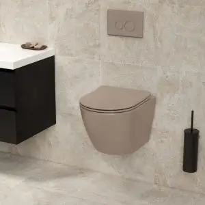 Hangend toilet Pietro randloos inclusief softclose zitting mat beige 49x37x37cm
