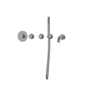 Thermostatische inbouw badkraan chroom drie-knops bediening complete set