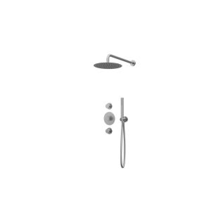 Thermostatische inbouw regendouche drie-knops midden bediening met wandarm 25cm douchekop volledig Rvs