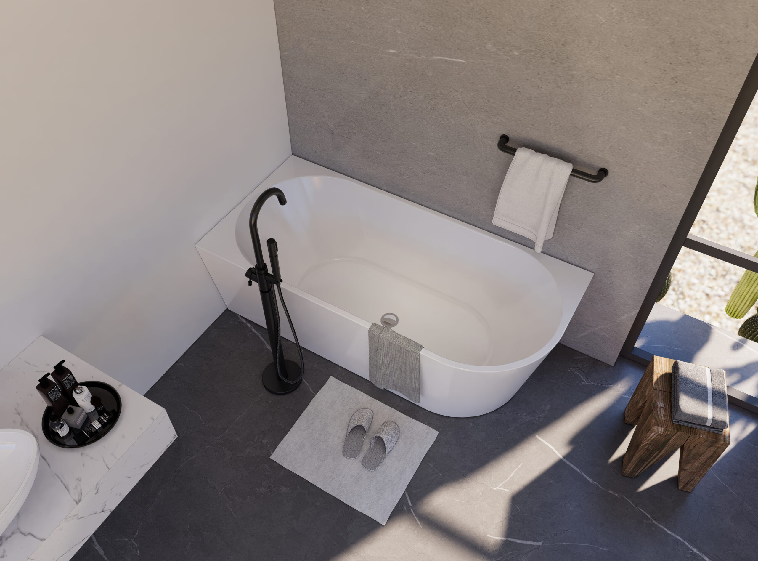 Hoekbad Luciano glans wit