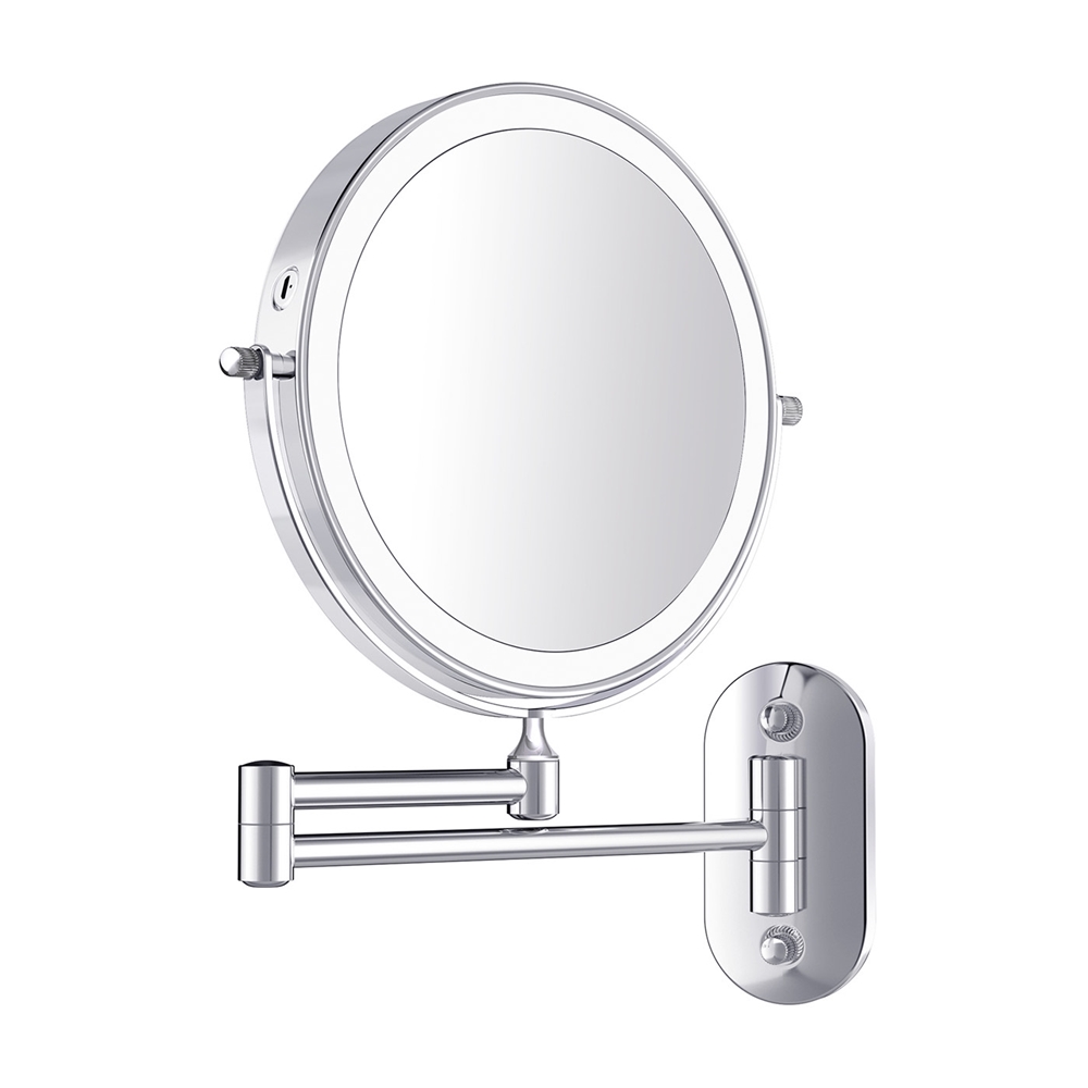 Eenheid Kiezelsteen Onverschilligheid Make-up spiegel wand 10x vergrotend met dimbare LED verlichting chroom -  Voordelig Design Sanitair