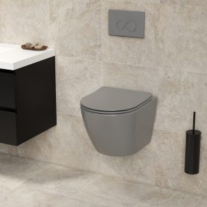 Hangend toilet Pietro randloos inclusief softclose zitting mat grijs 49x37x37cm