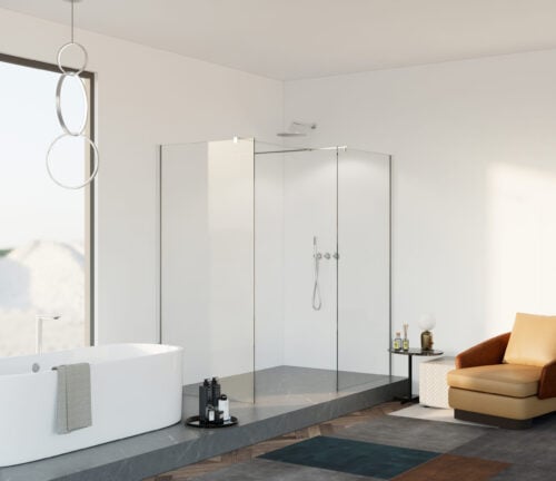 Douchewand 2 zijwanden Silvio chroom