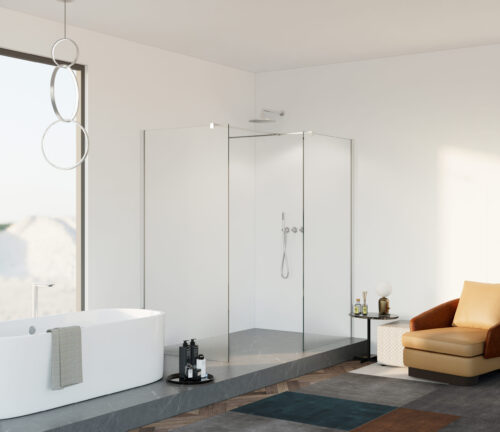 Douchewand 2 zijwanden Silvio chroom