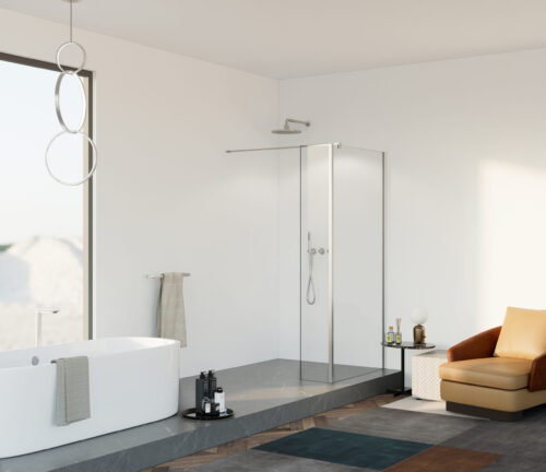 Douchewand met zijwand Silvio chroom