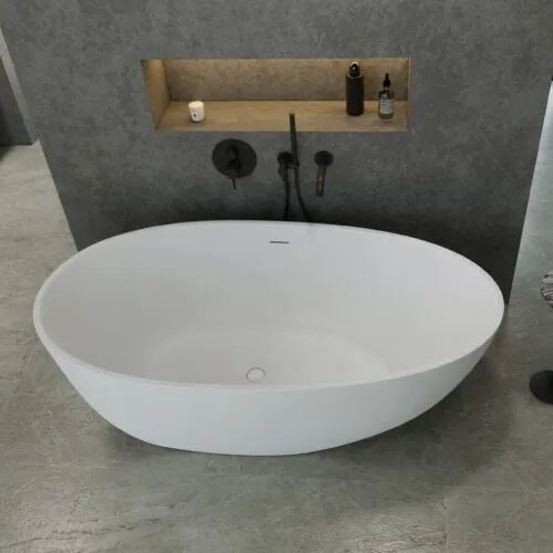 Solid Surface vrijstaand bad Davide mat wit