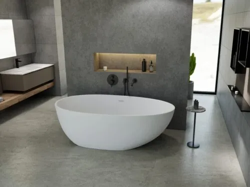 Solid Surface vrijstaand bad Davide mat wit