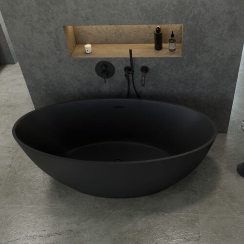 Solid Surface vrijstaand bad Lorello mat zwart