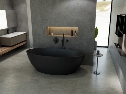 Solid Surface vrijstaand bad Lorello mat zwart