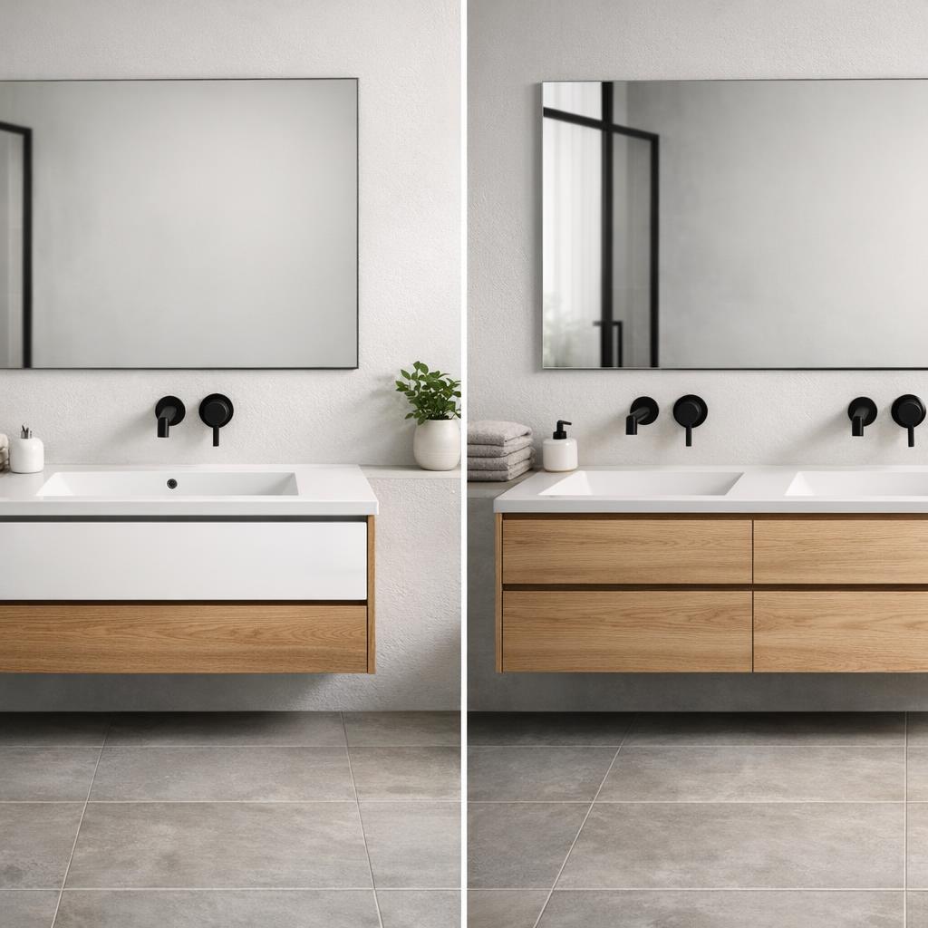 Enkel of dubbel wastafelmeubel: zo kies je slim