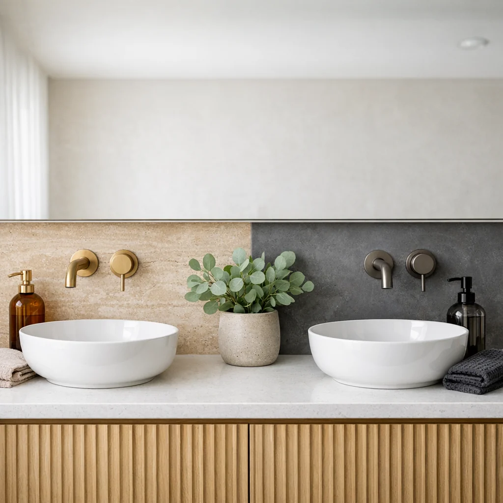 Gouden en gunmetal kranen: stylingtips die werken