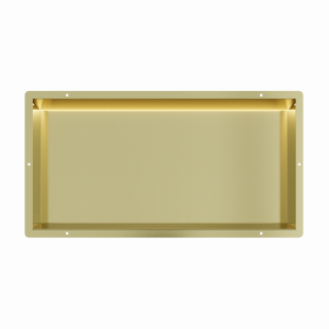 Mat goud RVS Inbouwnis 30x60x7cm met tegelflens en RGB verlichting