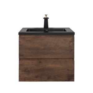 Badkamermeubel Summer 60cm walnoot met zwarte wastafel